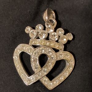 Elegant Victorian-Style Double-Heart With Crown Pendant